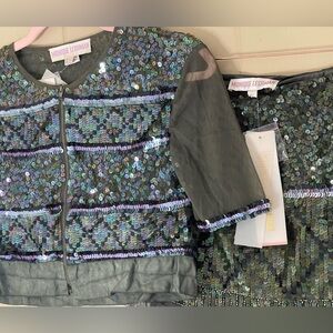 Y2K Deadstock NWT Monique Leshman Lolita Bomber Jacket and Skirt Hand Beaded